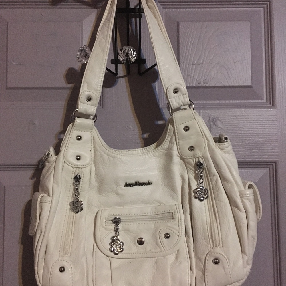 Angel Kiss White Leather Shoulder Bag